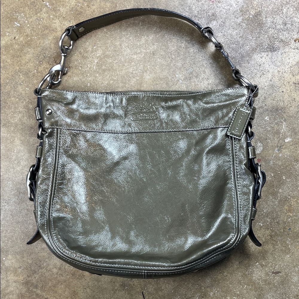 Vintage Coach Zoe Metallic Green Shoulder Bag